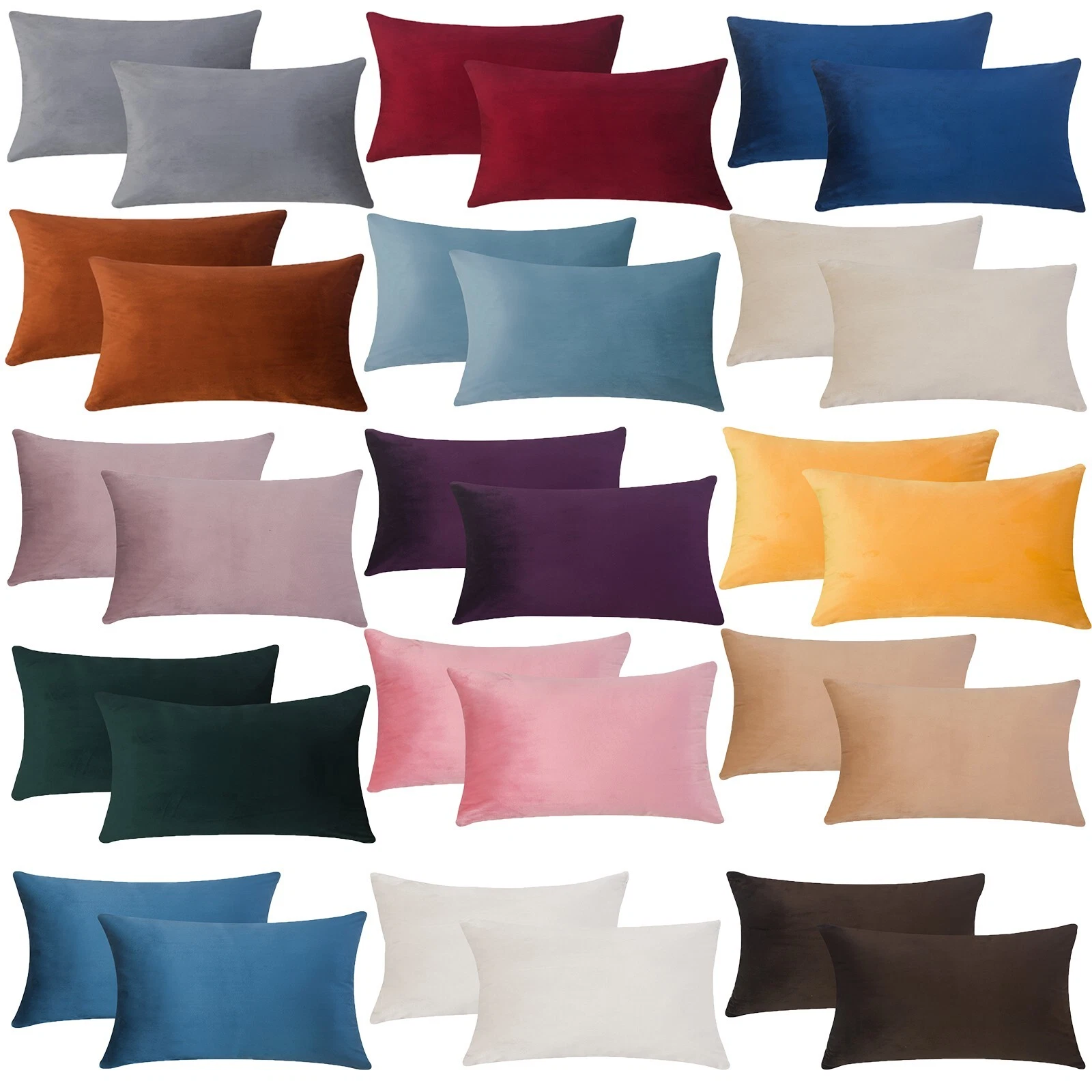 Plain Velvet Cushions Covers 30x51 cm Luxury Soft 